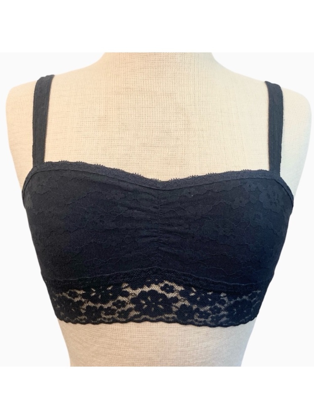 Gilly Hicks Lace Unlined Bralette Size Small Dark Navy Black Flower Abercrombie